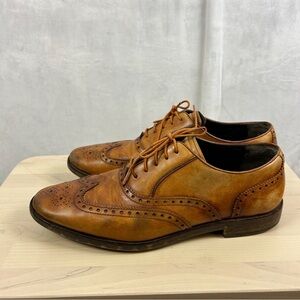 COLE HAAN‎ GrandOS Wingtip Lace Up Dress Shoes Brown Burnished Leather Men's 9